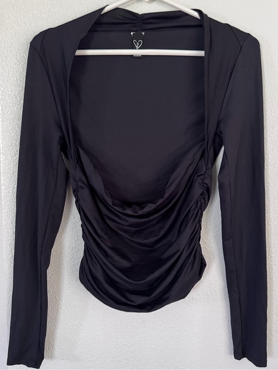 Windsor Tops - Windsor Black Long-Sleeve Ruched Top